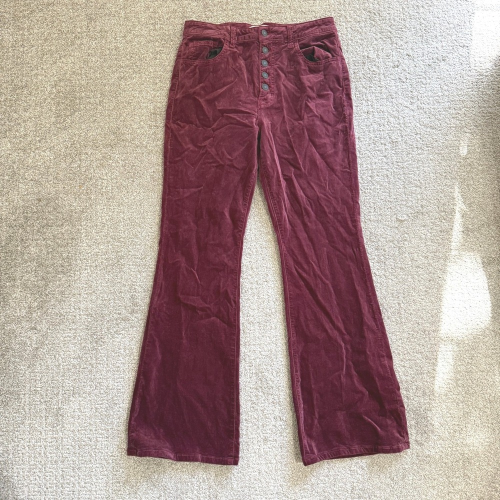 NWT Current‎ Elliott Side Street Flare Corduroy Pants Claret Burgundy 30 Velvet